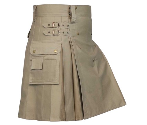 Kilt utilitario khaki - khaki, scozzese