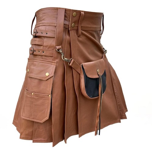 Kilt uomo vera pelle marrone