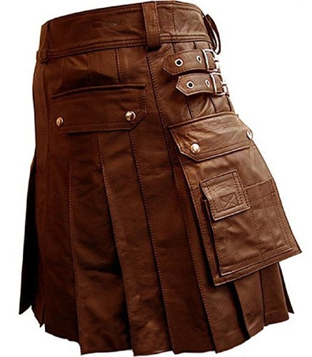 Kilt uomo vera pelle marrone